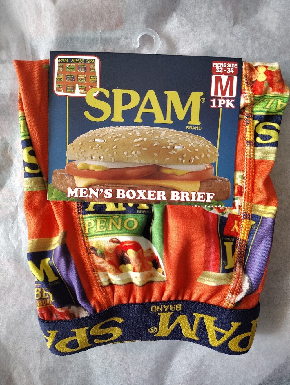 SPAM Brand Classic Collage Men's Boxer Briefs Medium 32-34 Underwear Novelty NWT